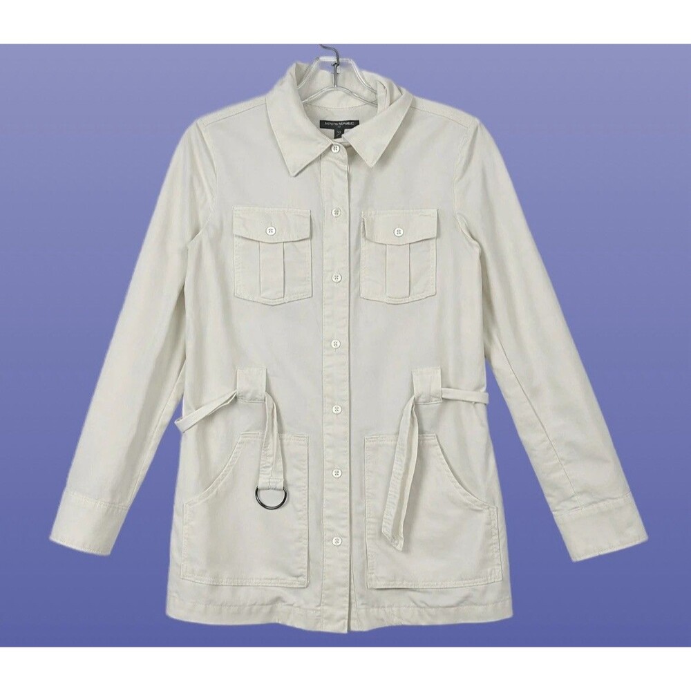 Banana Republic Women XS Linen Two Pocket Safari Shirt Jacket Utility Belted